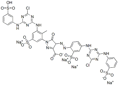 1H-Pyrazole-3-carboxylic acid, 1-[3-[[4-chloro-6-[(3-sulfophenyl)amino]-1,3,5-triazin-2-yl]amino]-2-methyl-5-sulfophenyl]-4-[[4-[[4-chloro-6-[(3-sulfophenyl)amino]-1,3,5-triazin-2-yl]amino]-2-sulfophenyl]azo]-4,5-dihydro-5-oxo-, tetrasodium CAS#: 71113-18-3