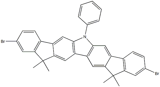 2,10-Dibromo-12,15-dihydro-12,12,15,15-tetramethyl-6-phenyl-6H-diindeno[1,2-b:2',1'-h]carbazole CAS#: 1206688-23-4