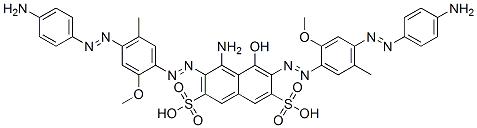 4-Amino-3,6-bis[[4-[(4-aminophenyl)azo]-2-methoxy-5-methylphenyl]azo]-5-hydroxy-2,7-naphthalenedisulfonic acid CAS#: 70833-48-6