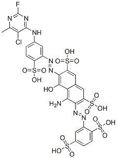 4-Amino-6-[5-(5-chloro-2-fluoro-6-methylpyrimidin-4-ylamino)-2-sulfophenylazo]-5-hydroxy-3-(2,5-disulfophenylazo)-2,7-naphthalenedisulfonic acid CAS#: 72630-61-6