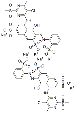 5-[[5-chloro-6-methyl-2-(methylsulphonyl)-4-pyrimidinyl]amino]-4-hydroxy-3-[(2-sulphophenyl)azo]naphthalene-2,7-disulphonic acid, potassium sodium salt CAS#: 72639-36-2