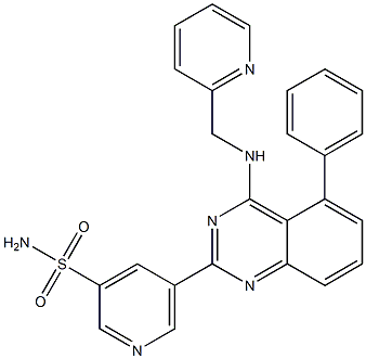5-(5-phenyl-4-((pyridin-2-ylmethyl)amino)quinazolin-2-yl)pyridine-3-sulfonamide CAS#: 1272353-82-8