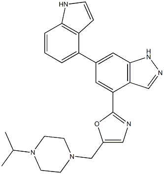 6-(1H-indol-4-yl)-4-(5-((4-isopropylpiperazin-1-yl)methyl)oxazol-2-yl)-1H-indazole CAS#: 1254036-71-9