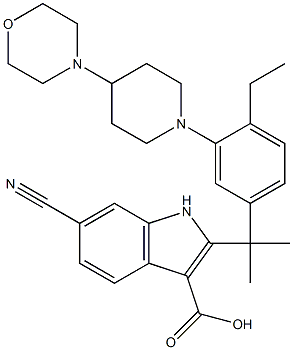 6-cyano-2-(2-(4-ethyl-3-(4-morpholinopiperidin-1-yl)phenyl)propan-2-yl)-1H-indole-3-carboxylic acid CAS#: 1256584-78-7