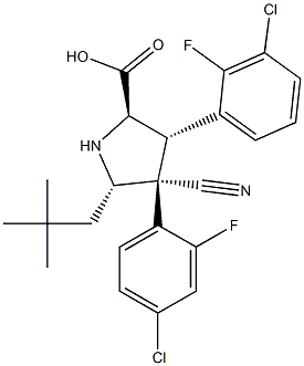 D-Proline, 3-(3-chloro-2-fluorophenyl)-4-(4-chloro-2-fluorophenyl)-4-cyano-5-(2,2-diMethylpropyl)-, (3S,4R,5S)- CAS#: 1219089-31-2