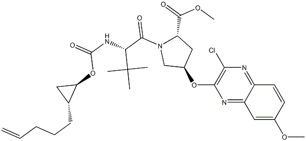 L-Proline, 3-Methyl-N-[[[(1R,2R)-2-(4-penten-1-yl)cyclopropyl]oxy]carbonyl]-L-valyl-4-[(3-chloro-7-Methoxy-2-quinoxalinyl)oxy]-,Methyl ester,(4R)- CAS#: 1206524-81-3