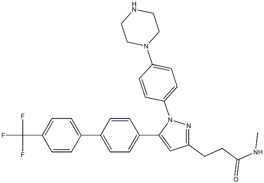 N-methyl-3-(1-(4-(piperazin-1-yl)phenyl)-5-(4'-(trifluoromethyl)-[1,1'-biphenyl]-4-yl)-1H-pyrazol-3-yl)propanamide CAS#: 1333146-24-9