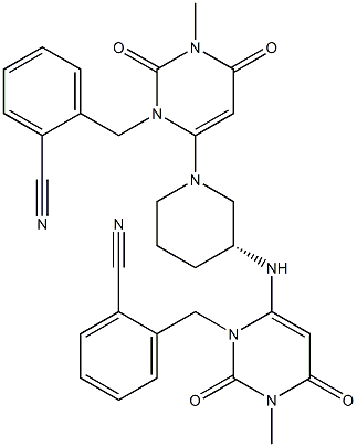 (R)-2-((6-(3-((3-(2-cyanobenzyl)-1-Methyl-2,6-dioxo-1,2,3,6-tetrahydropyriMidin-4-yl)aMino)piperidin-1-yl)-3-Methyl-2,4-dioxo-3,4-dihydropyriMidin-1(2H)-yl)Methyl)benzonitrile CAS#: 1268836-55-0