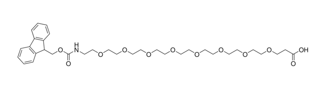 Structure of 5,8,11,14,17,20,23,26-Octaoxa-2-azanonacosanedioic acid,1-(9-fluren-9-ylmethyl)ester CAS# 756526-02-0