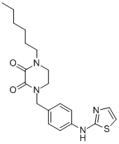 1-Hexyl-4-((4-(2-thiazolylamino)phenyl)methyl)-2,3-piperazinedione CAS#: 77917-94-3