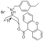 1-alpha-H,5-alpha-H-Tropanium, 8-(p-ethylbenzyl)-3-hydroxy-, bromide, xanthene-9-carboxylate(ester) CAS#: 78371-77-4