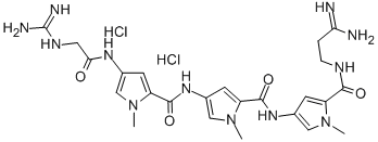 1H-Pyrrole-2-carboxamide, 4-(((4-((((aminoiminomethyl)amino)acetyl)ami no)-1-methyl-1H-pyrrol-2-yl)carbonyl)amino)-N-(5-(((3-amino-3-iminopro pyl)amino)carbonyl)-1-methyl-1H-pyrrol-3-yl)-1-methyl-, dihydrochlorid e CAS#: 74671-13-9