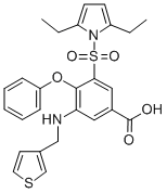 3-((2,5-Diethyl-1H-pyrrol-1-yl)sulfonyl)-4-phenoxy-5-((3-thienylmethyl )amino)benzoic acid CAS#: 76557-33-0