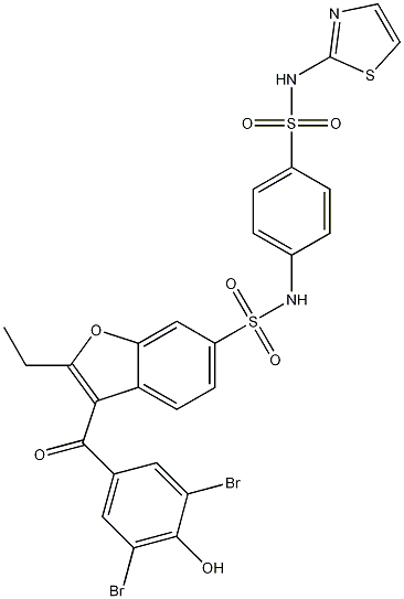 3-(3,5-Dibromo-4-hydroxybenzoyl)-2-ethyl-N-[4-[(2-thiazolylamino)sulfonyl]phenyl]-6-benzofuransulfonamide CAS#: 765317-72-4