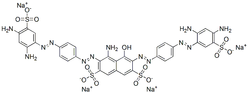 4-Amino-3,6-bis[[4-[(2,4-diamino-5-sulfophenyl)azo]phenyl]azo]-5-hydroxy-2,7-naphthalenedisulfonic acid tetrasodium salt CAS#: 72927-74-3