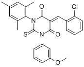 4,6(1H,5H)-Pyrimidinedione, dihydro-5-((2-chlorophenyl)methylene)-1-(3 -methoxyphenyl)-2-thioxo-3-(2,4,6-trimethylphenyl)- CAS#: 79838-87-2