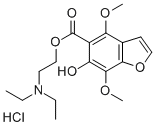 5-Benzofurancarboxylic acid, 4,7-dimethoxy-6-hydroxy-, 2-(diethylamino )ethyl ester, hydrochloride CAS#: 79802-69-0