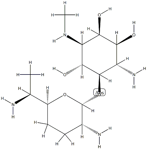 6-Amino-3,6-dideoxy-5-O-(2,6-diamino-2,3,4,6,7-pentadeoxy-β-L-lyxo-heptopyranosyl)-3-(methylamino)-D-myo-inositol CAS#: 74958-28-4