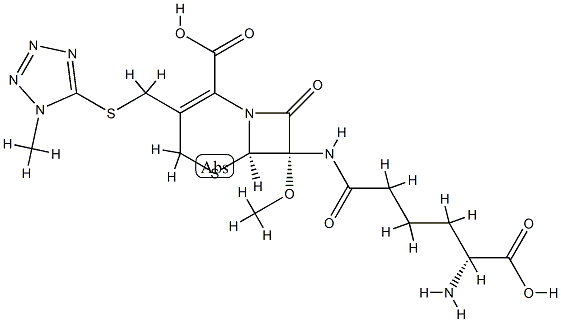 (6R)-7α-[[(R)-5-Amino-5-carboxy-1-oxopentyl]amino]-7-methoxy-3-[[(1-methyl-1H-tetrazol-5-yl)thio]methyl]-8-oxo-5-thia-1-azabicyclo[4.2.0]oct-2-ene-2-carboxylic acid CAS#: 75765-45-6