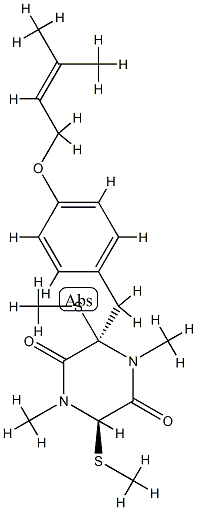 (3R)-1,4-Dimethyl-3-[[4-[(3-methyl-2-butenyl)oxy]phenyl]methyl]-3β,6β-bis(methylthio)-2,5-piperazinedione CAS#: 77053-25-9