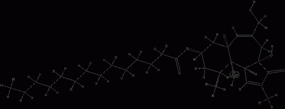 Myristic acid (3aR)-3,3a,4,6aα,7,8,9,10,10a,10bβ-decahydro-3aα,10aβ-dihydroxy-5-hydroxymethyl-2,10β-dimethyl-3-oxobenz[e]azulen-8α-yl ester CAS#: 77058-95-8