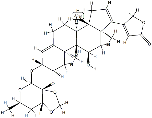2α,3β-[[(3aR,4S,6R,7aR)-Tetrahydro-6-methyl-4H-1,3-dioxolo[4,5-c]pyran-3a,4-diyl]bis(oxy)]-11α,14α-dihydroxycarda-4,16,20(22)-trienolide CAS#: 77076-05-2