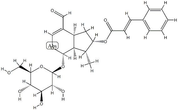 (E)-3-Phenylpropenoic acid (1S)-4-formyl-1α-(β-D-glucopyranosyloxy)-1,4aα,5,6,7,7aα-hexahydro-7α-methylcyclopenta[c]pyran-6α-yl ester CAS#: 79637-89-1