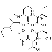Glycine, N-(N-(N-(N-(N-(3-hydroxy-2-methyl-1-oxoheptyl)-N-methyl-L-leu cyl)-L-alloisoleucyl)-L-seryl)-L-allothreonyl)-, rho-lactone CAS#: 74504-50-0