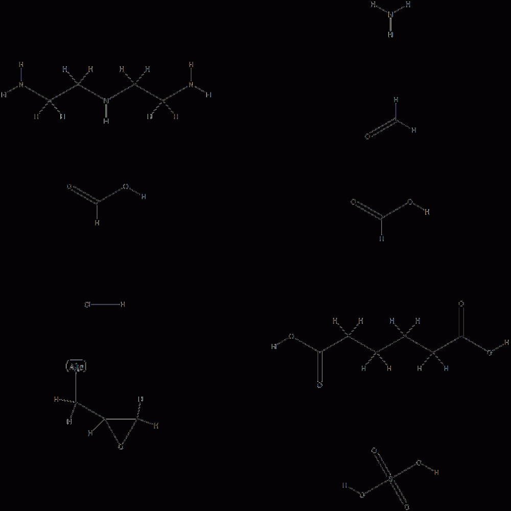 Hexanedioic acid, polymer with N-(2-aminoethyl)-1,2-ethanediamine, ammonia, (chloromethyl)oxirane, formaldehyde and formic acid, formate hydrochloride sulfate CAS#: 76649-37-1