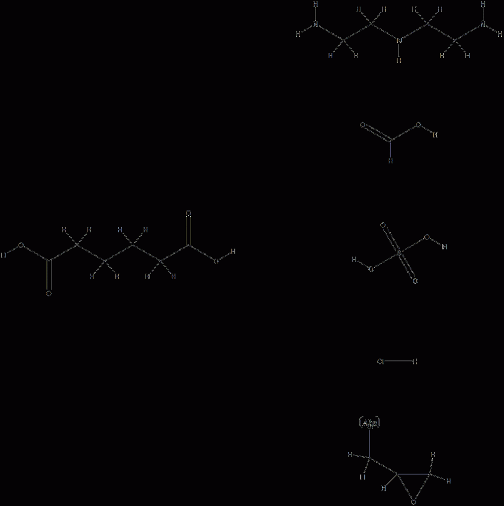 Hexanedioic acid, polymer with N-(2-aminoethyl)-1,2-ethanediamine and (chloromethyl)oxirane, formate hydrochloride sulfate CAS#: 76649-38-2