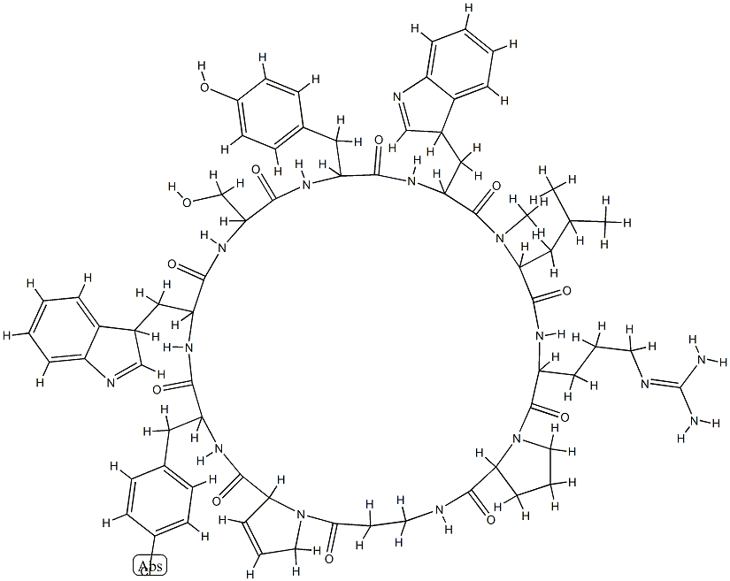 cyclo(3,4-didehydroprolyl-4-chlorophenylalanyl-tryptophyl-seryl-tyrosyl-tryptophyl-N-methylleucyl-arginyl-prolyl-beta-alanyl) CAS#: 77060-24-3