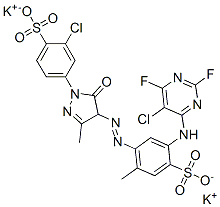 dipotassium 4-[(5-chloro-2,6-difluoro-4-pyrimidinyl)amino]-6-[[1-(3-chloro-4-sulphonatophenyl)-4,5-dihydro-3-methyl-5-oxo-1H-pyrazol-4-yl]azo]toluene-3-sulphonate CAS#: 79135-93-6