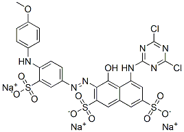 trisodium 5-[(4,6-dichloro-1,3,5-triazin-2-yl)amino]-4-hydroxy-3-[[4-[(4-methoxyphenyl)amino]-3-sulphonatophenyl]azo]naphthalene-2,7-disulphonate CAS#: 73398-42-2