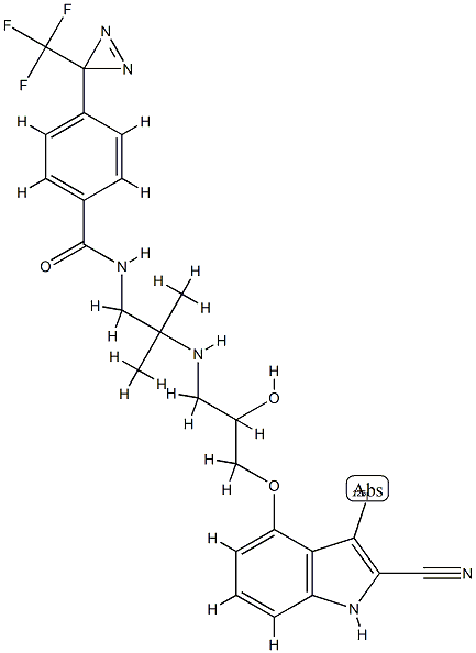 1-(2-(3-trifluoromethyldiazirino)benzoyl)-3,3-dimethyl-6-hydroxy-7-(2-cyano-3-iodoindol-4-yloxy)-1,4-diazaheptane CAS#: 85559-48-4