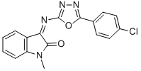 1-Methyl-3-(5-(p-chlorphenyl)-1,3,4-oxadiazol-2-ylimino)indolin-2-one CAS#: 84640-79-9