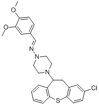 1-Piperazinamine, 4-(2-chloro-10,11-dihydrodibenzo(b,f)thiepin-10-yl)- N-((3,4-dimethoxyphenyl)methylene)- CAS#: 86758-93-2