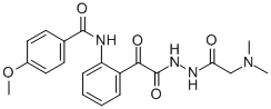2-((4-Methoxybenzoyl)amino)-alpha-oxobenzeneacetic acid 2-((dimethylam ino)acetyl)hydrazide CAS#: 85080-15-5