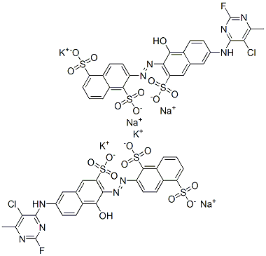 2-[[6-[(5-chloro-2-fluoro-6-methylpyrimidin-4-yl)amino]-1-hydroxy-3-sulpho-2-naphthyl]azo]naphthalene-1,5-disulphonic acid, potassium sodium salt CAS#: 83399-97-7
