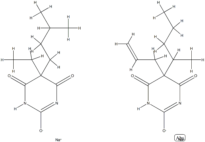 2,4,6(1H,3H,5H)-Pyrimidinetrione, 5-ethyl-5-(3-methylbutyl)-, monosodi um salt, mixt. with 5-(1-methylbutyl)-5-(2-propenyl)-2,4,6(1H,3H,5H)-p yrimidinetrione monosodium salt CAS#: 8065-05-2