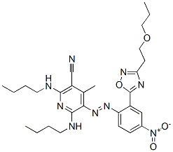 2,6-bis(butylamino)-4-methyl-5-[[4-nitro-2-[3-(2-propoxyethyl)-1,2,4-oxadiazol-5-yl]phenyl]azo]nicotinonitrile CAS#: 85392-22-9
