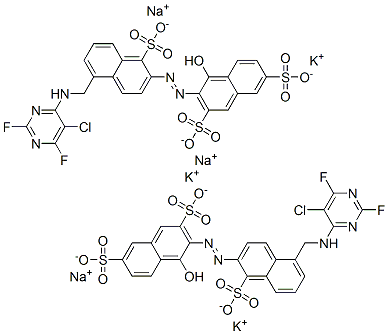 3-[[5-[[(5-chloro-2,6-difluoro-4-pyrimidinyl)amino]methyl]-1-sulpho-2-naphthyl]azo]-4-hydroxynaphthalene-2,7-disulphonic acid, potassium sodium salt CAS#: 83417-31-6