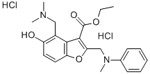 3-Benzofurancarboxylic acid, 4-((dimethylamino)methyl)-5-hydroxy-2-((N - methylanilino)methyl)-, ethyl ester, dihydrochloride CAS#: 85388-74-5
