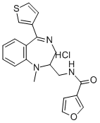 3-Furancarboxamide, N-((2,3-dihydro-1-methyl-5-(3-thienyl)-1H-1,4-benz odiazepin-2-yl)methyl)-, monohydrochloride CAS#: 84671-34-1