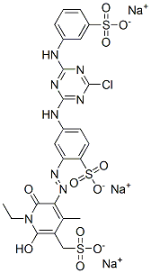 3-Pyridinemethanesulfonic acid, 5-5-4-chloro-6-(3-sulfophenyl)amino-1,3,5-triazin-2-ylamino-2-sulfophenylazo-1-ethyl-1,6-dihydro-2-hydroxy-4-methyl-6-oxo-, trisodium salt CAS#: 89923-43-3