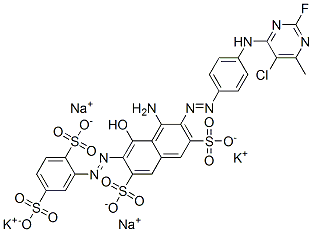4-amino-3-[[4-[(5-chloro-2-fluoro-6-methyl-4-pyrimidinyl)amino]phenyl]azo]-6-[(2,5-disulphophenyl)azo]-5-hydroxynaphthalene-2,7-disulphonic acid, potassium sodium salt CAS#: 83400-07-1