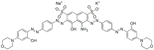 4-amino-5-hydroxy-3,6-bis[[4-[(2-hydroxy-4-morpholinophenyl)azo]phenyl]azo]naphthalene-2,7-disulphonic acid, potassium sodium salt CAS#: 85223-36-5