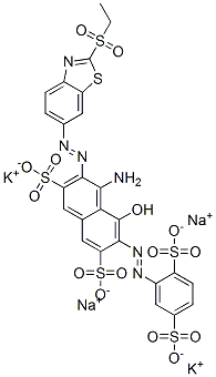 4-amino-6-[(2,5-disulphophenyl)azo]-3-[[2-(ethylsulphonyl)benzothiazol-6-yl]azo]-5-hydroxynaphthalene-2,7-disulphonic acid, potassium sodium salt CAS#: 83400-05-9