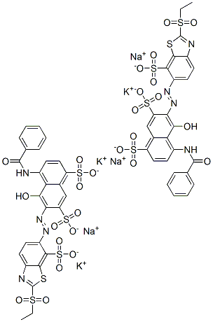 4-(benzoylamino)-6-[[2-(ethylsulphonyl)-7-sulphobenzothiazol-6-yl]azo]-5-hydroxynaphthalene-1,7-disulphonic acid, potassium sodium salt CAS#: 83400-13-9