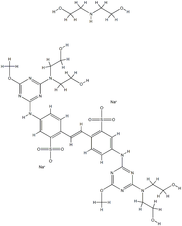 4,4'-bis[[4-[bis(2-hydroxyethyl)amino]-6-methoxy-1,3,5-triazin-2-yl]amino]stilbene-2,2'-disulphonic acid, sodium salt, compound with 2,2'-iminodiethanol CAS#: 85187-64-0