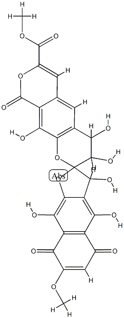 4,5',8',9-Tetrahydro-3,3',4,4',9',10-hexahydroxy-7'-methoxy-5',8',9-trioxospiro[benzo[1,2-b:5,4-c']dipyran-2(3H),2'(3'H)-naphtho[2,3-b]furan]-7-carboxylic acid methyl ester CAS#: 82290-78-6